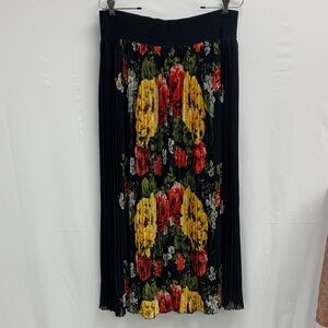 Vibrant Floral Maxi Skirt - Black, Red, Yellow